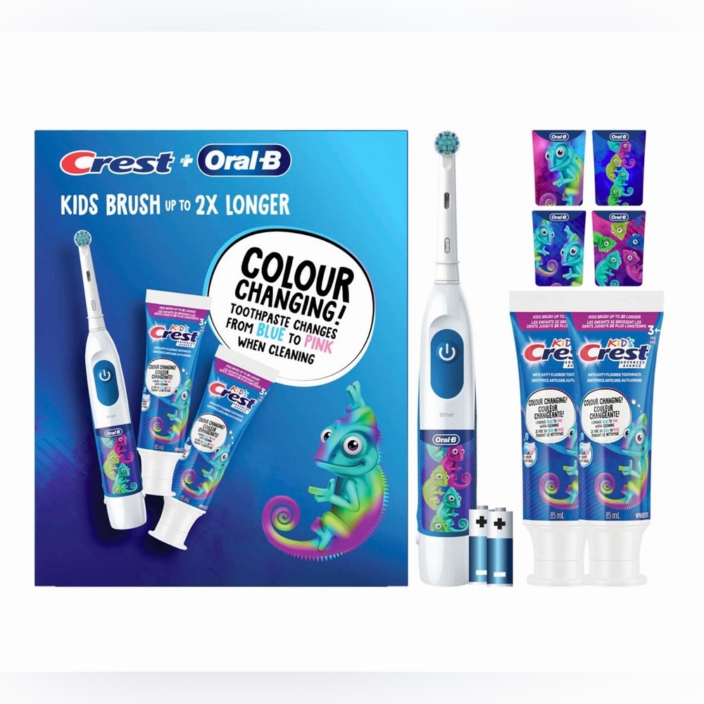 ✅ Oral-B Kids Electric Toothbrush & Color Changing Toothpaste Set Brand New Box!